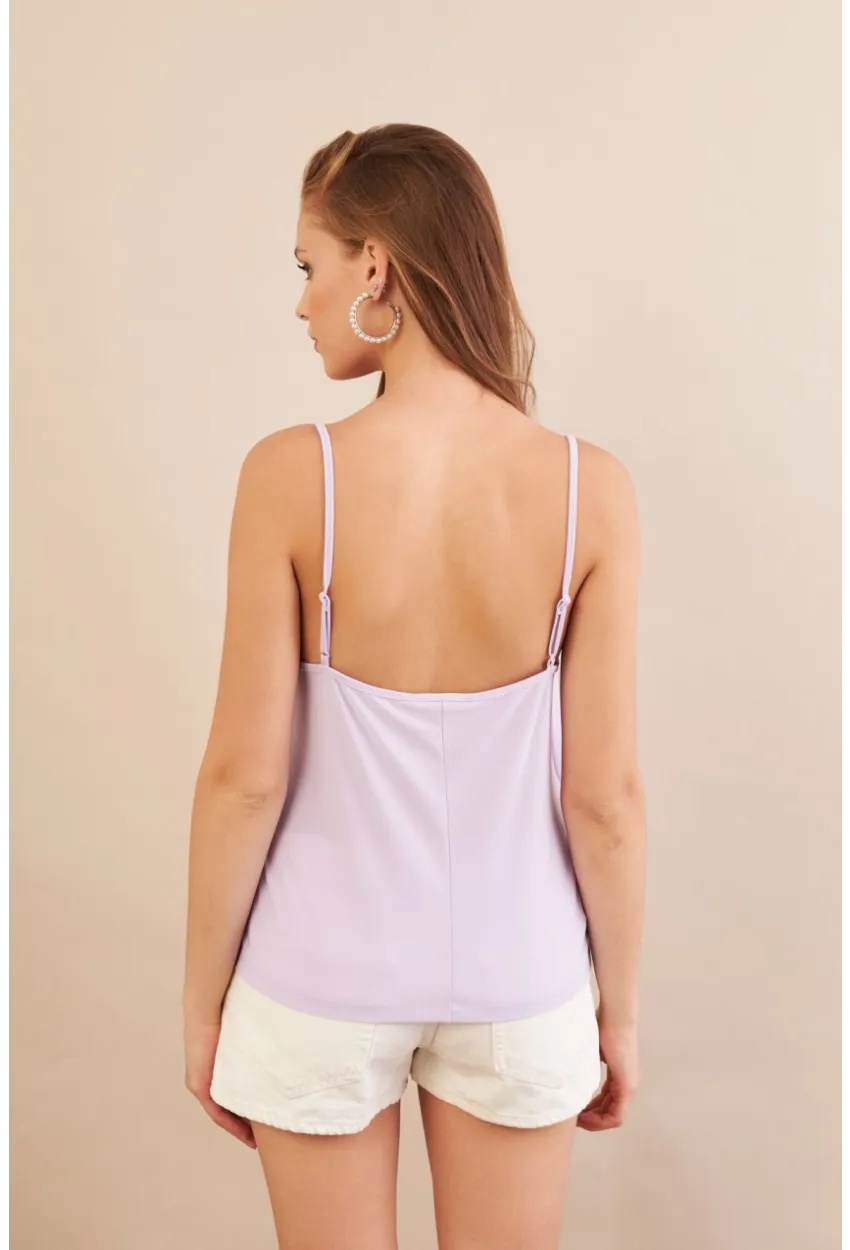 Kadın Lila Degaje Yaka Bluz LPP1286-90