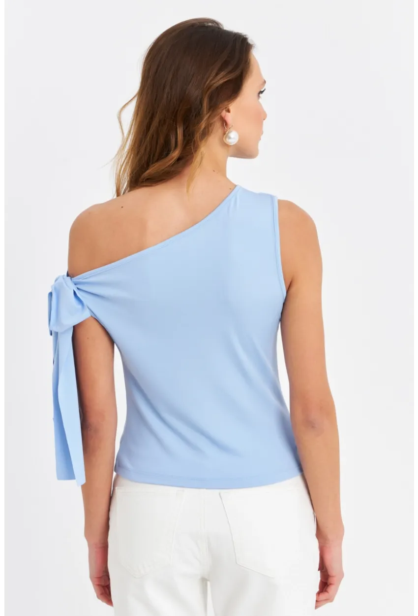 Kadın Mavi Bağlama Detaylı Bluz TF50