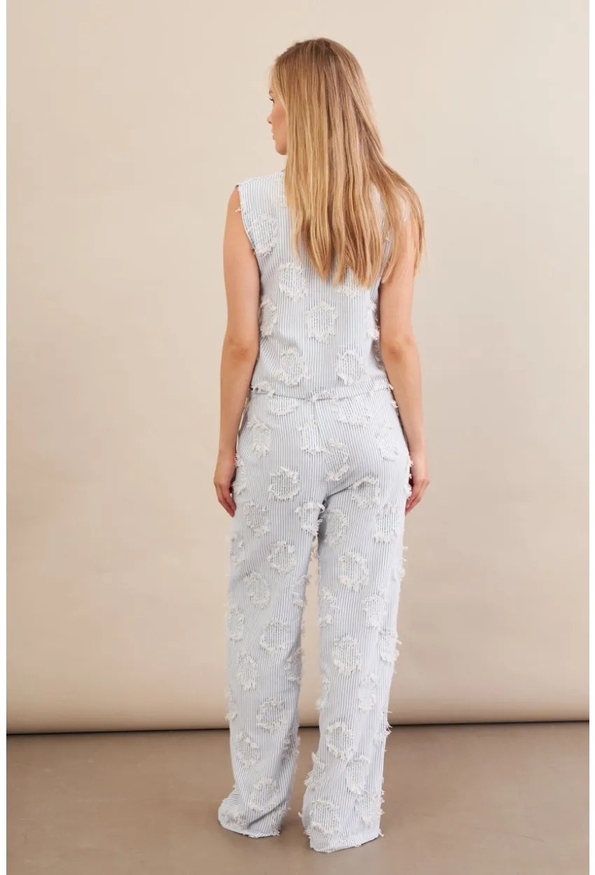 Kadın Mavi Çizgili Püsküllü Alt Üst Takım MOD2517