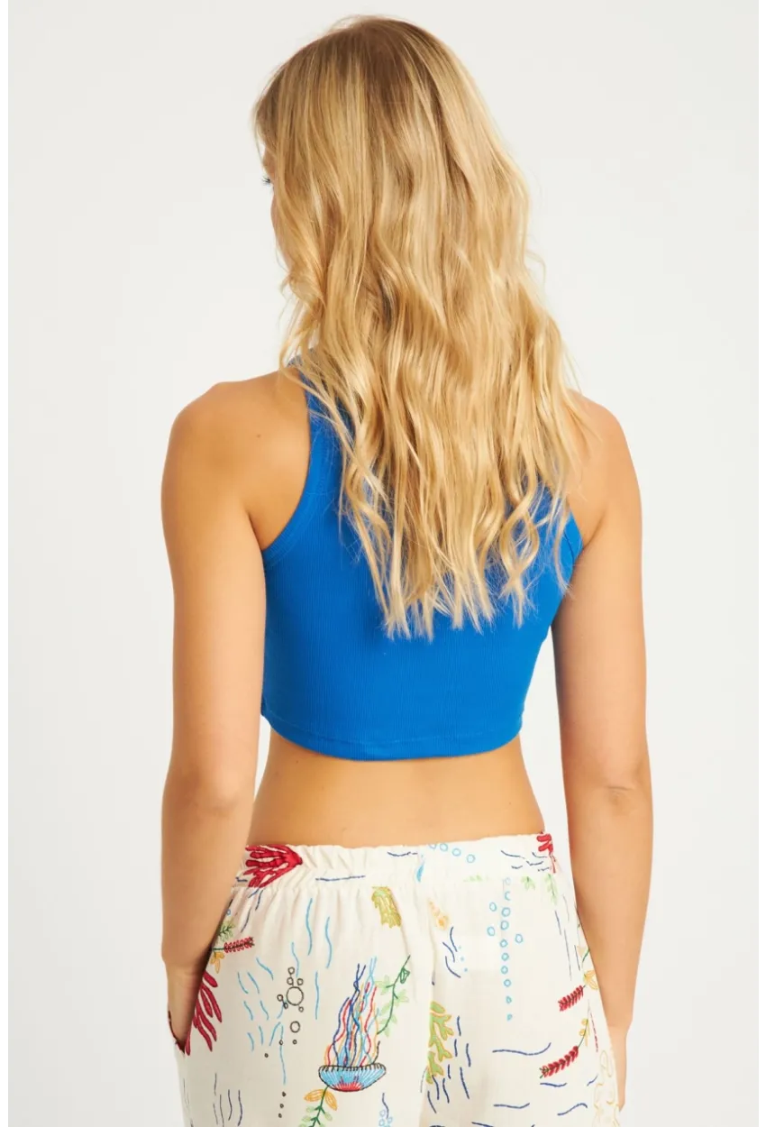 Kadın Mavi Crop Bluz YLE610