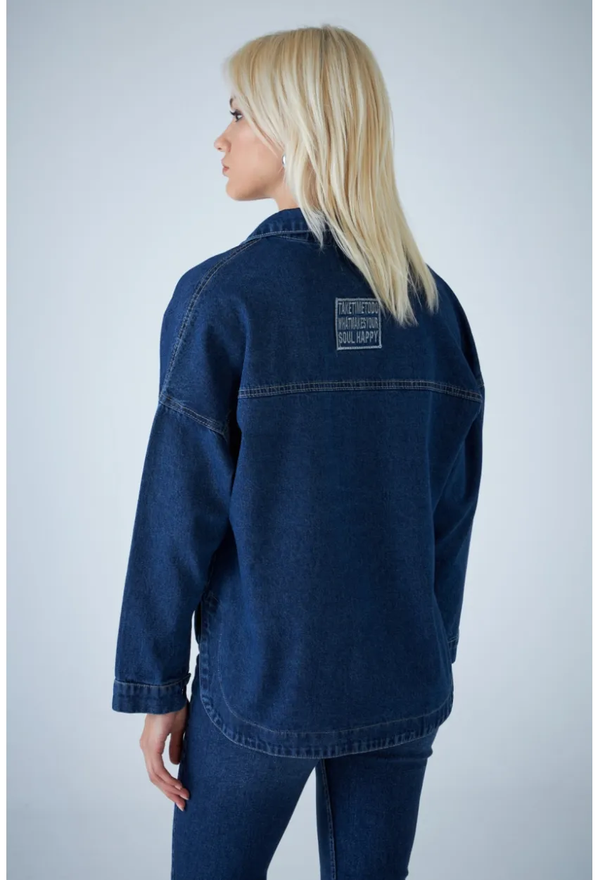 Kadın Mavi Denim Gömlek TSS101