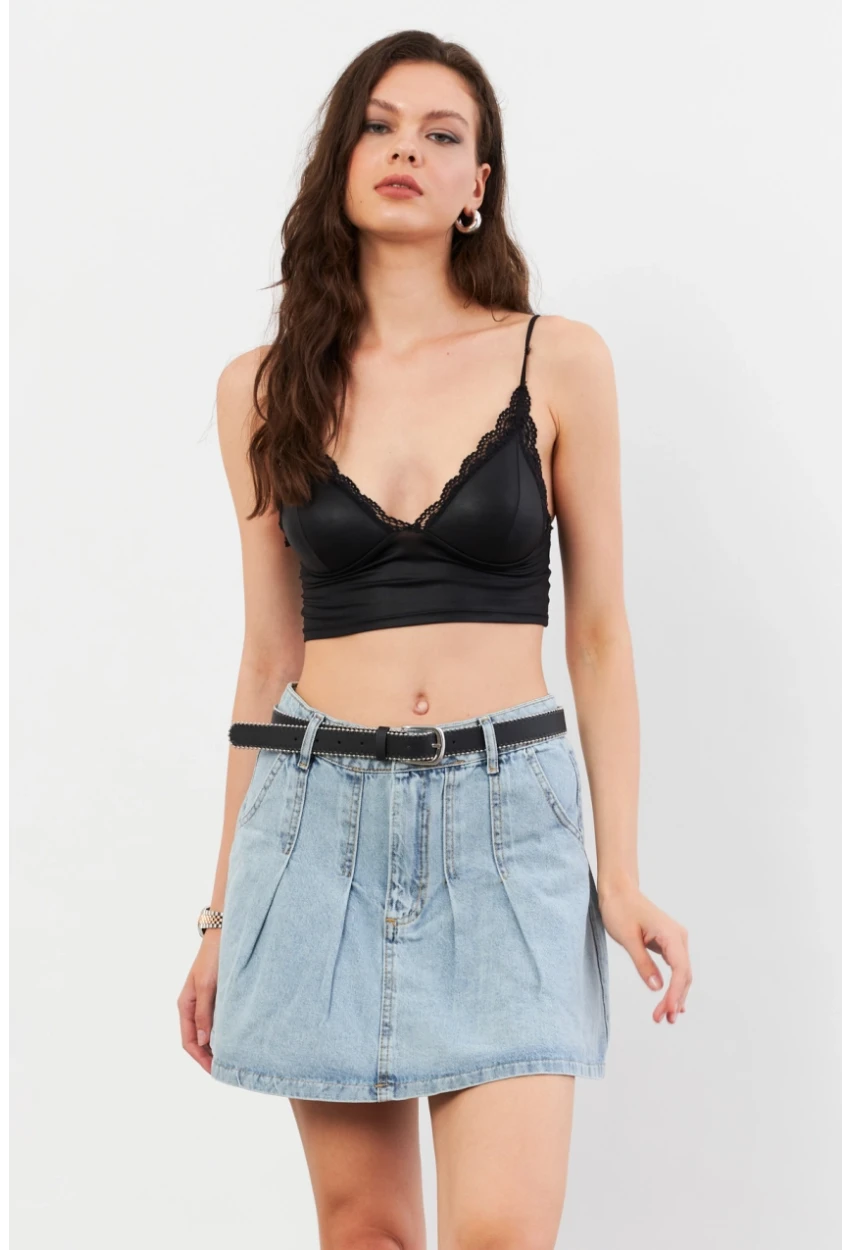 Kadın Mavi Denim Mini Etek TUR1000