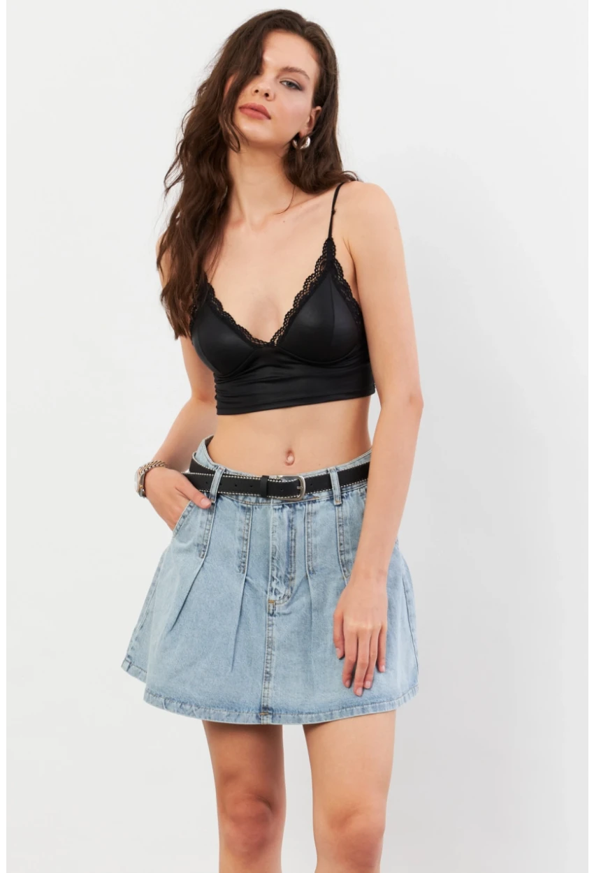 Kadın Mavi Denim Mini Etek TUR1000