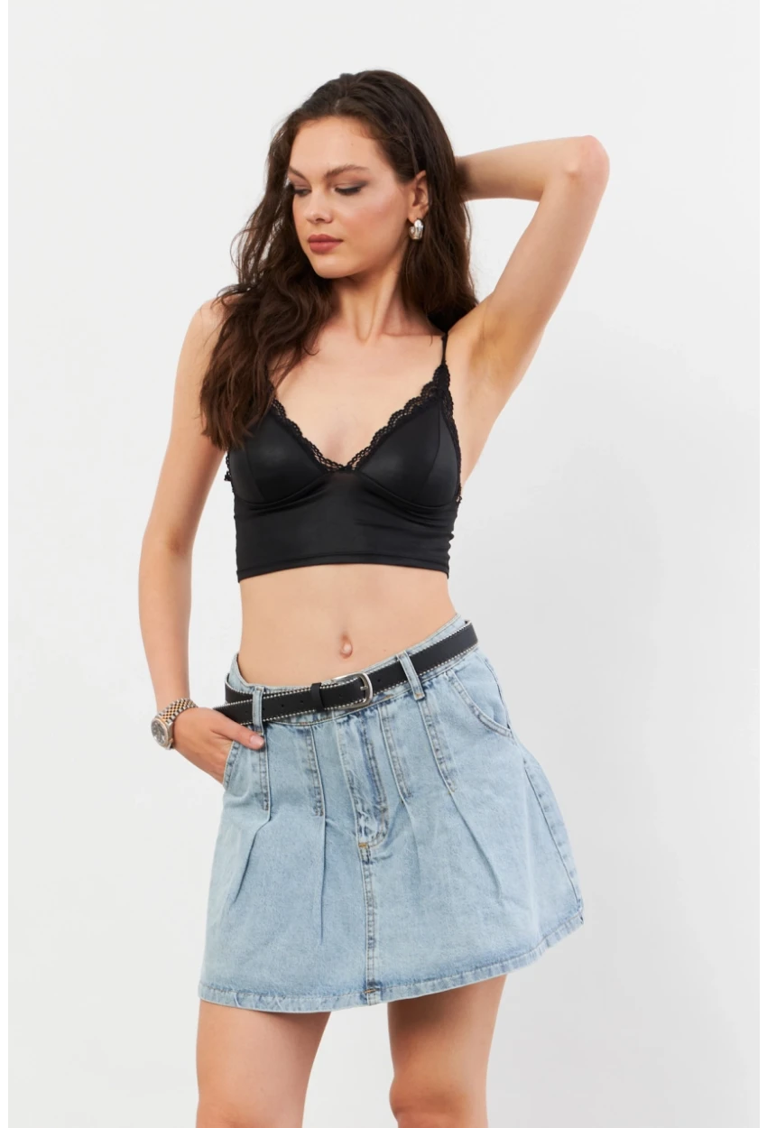 Kadın Mavi Denim Mini Etek TUR1000