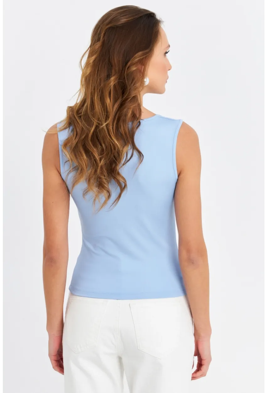 Kadın Mavi Kare Yaka Bluz TF64