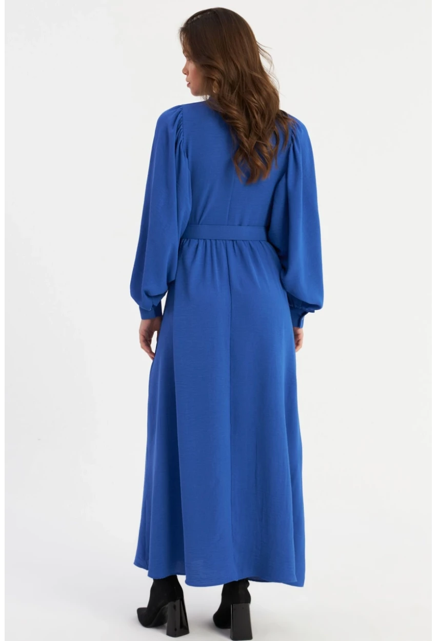 Kadın Mavi Kemerli Maxi Elbise MASF15
