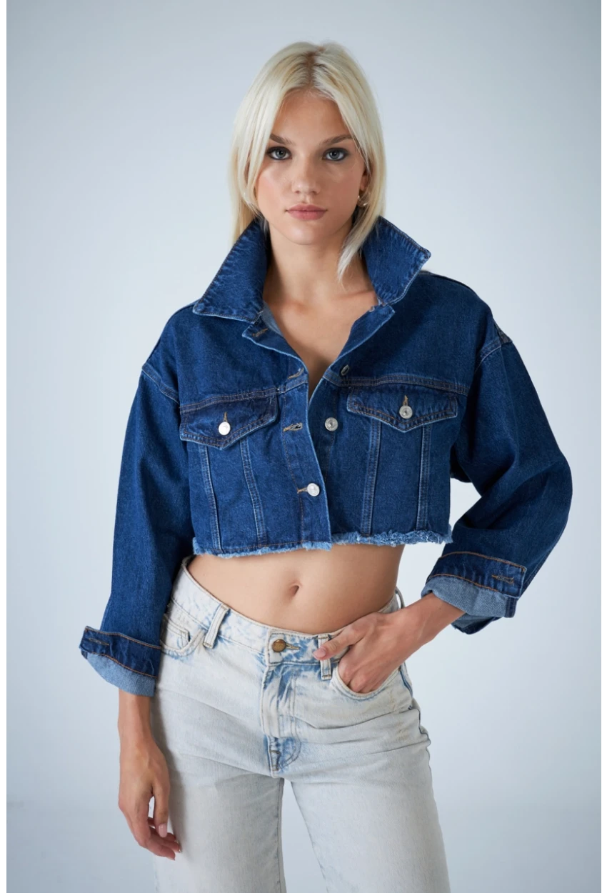 Kadın Mavi Kısa Denim Ceket TSS103