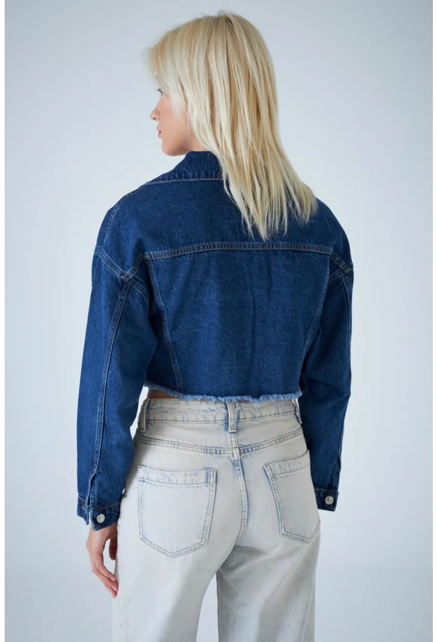 Kadın Mavi Kısa Denim Ceket TSS103