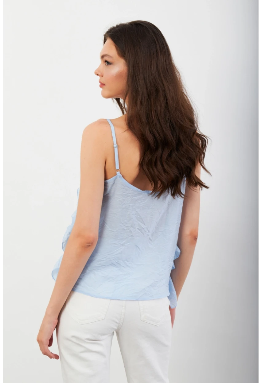 Kadın Mavi Krinkıl Bluz SOL1504