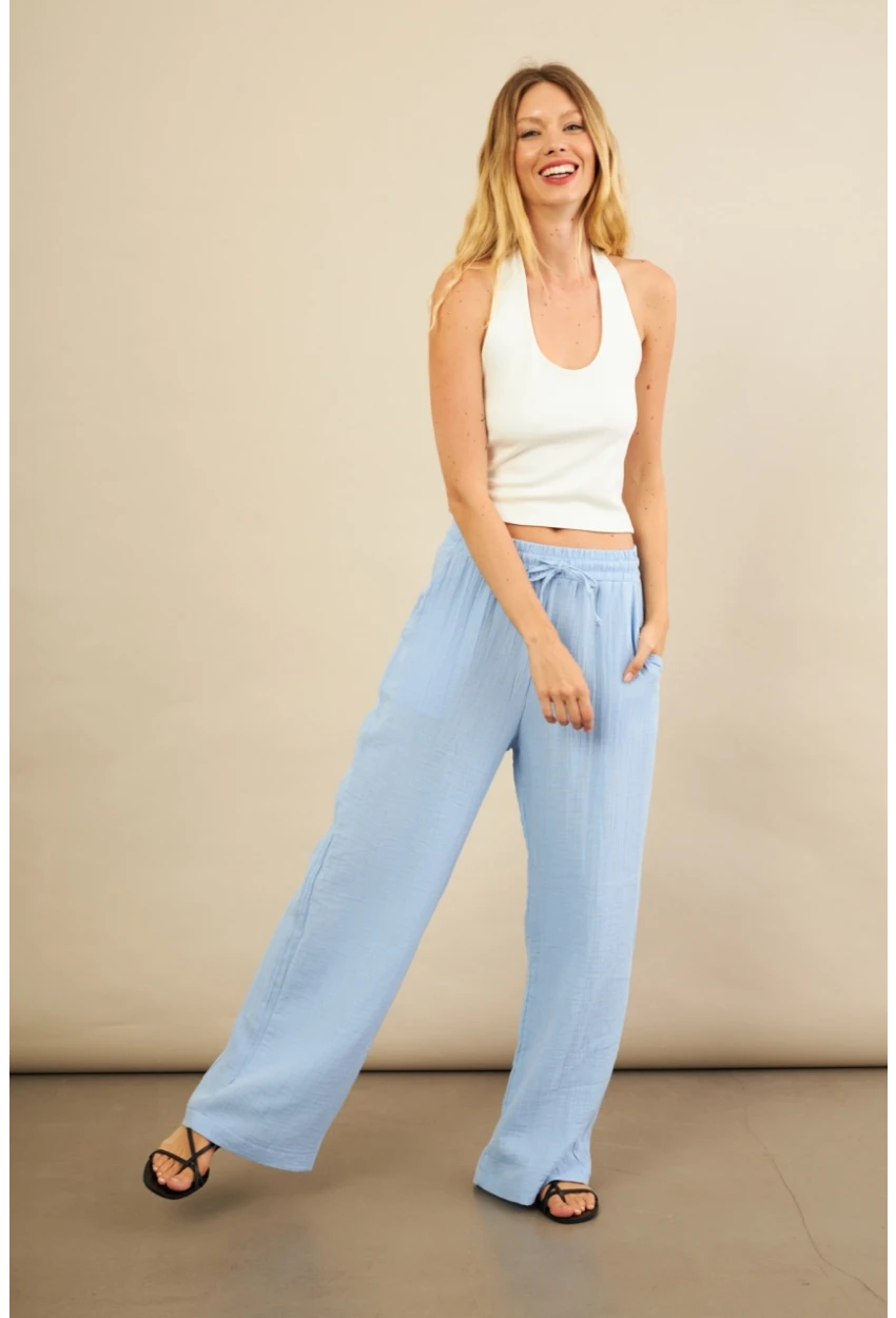 Kadın Mavi Müslin Pantolon FRO1004