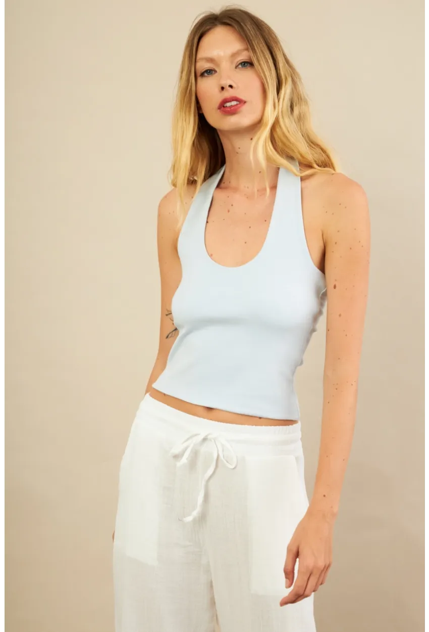 Kadın Mavi Sırtı Açık Bluz LPP1244-90