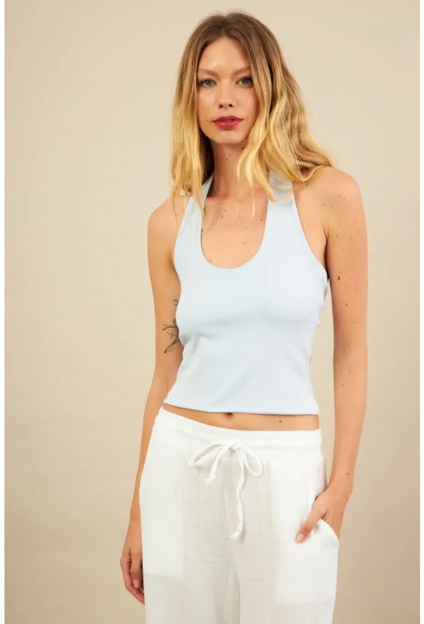 Kadın Mavi Sırtı Açık Bluz LPP1244-90