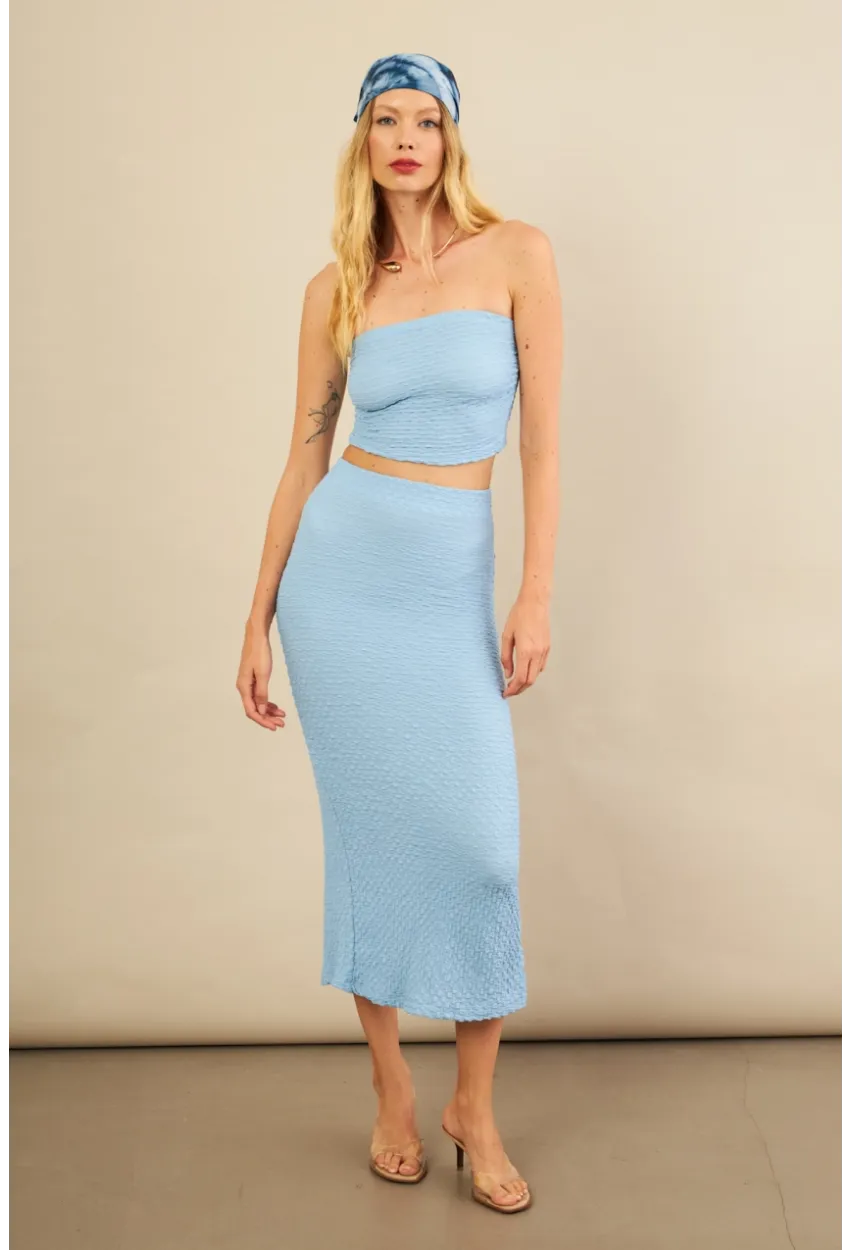 Kadın Mavi Straplez Alt Üst Bubble Takım FLU340