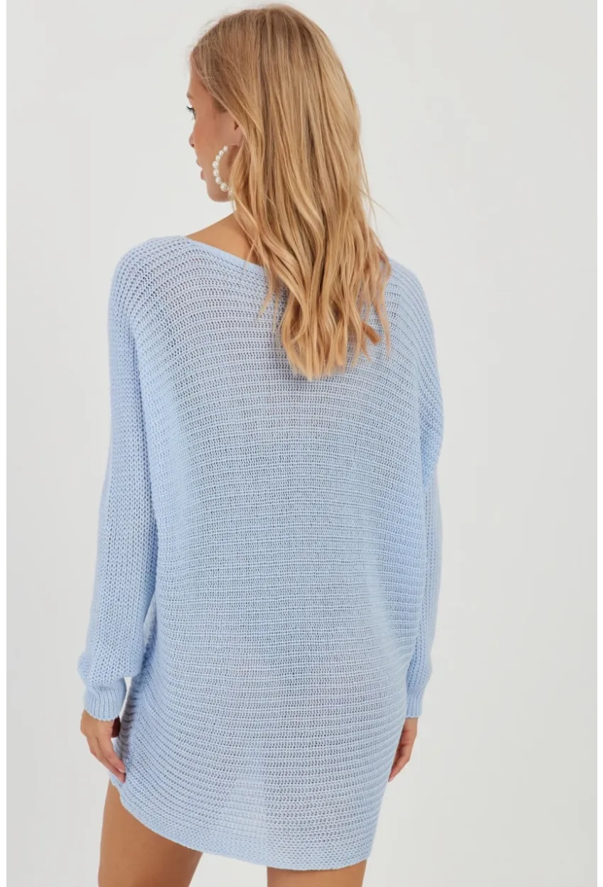 Kadın Mavi Triko Kazak SMT223