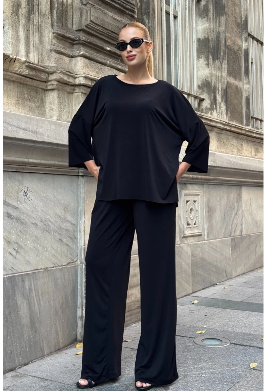 Kadın Modal Kumaş Bluz Pantalon Alt Üst Takım