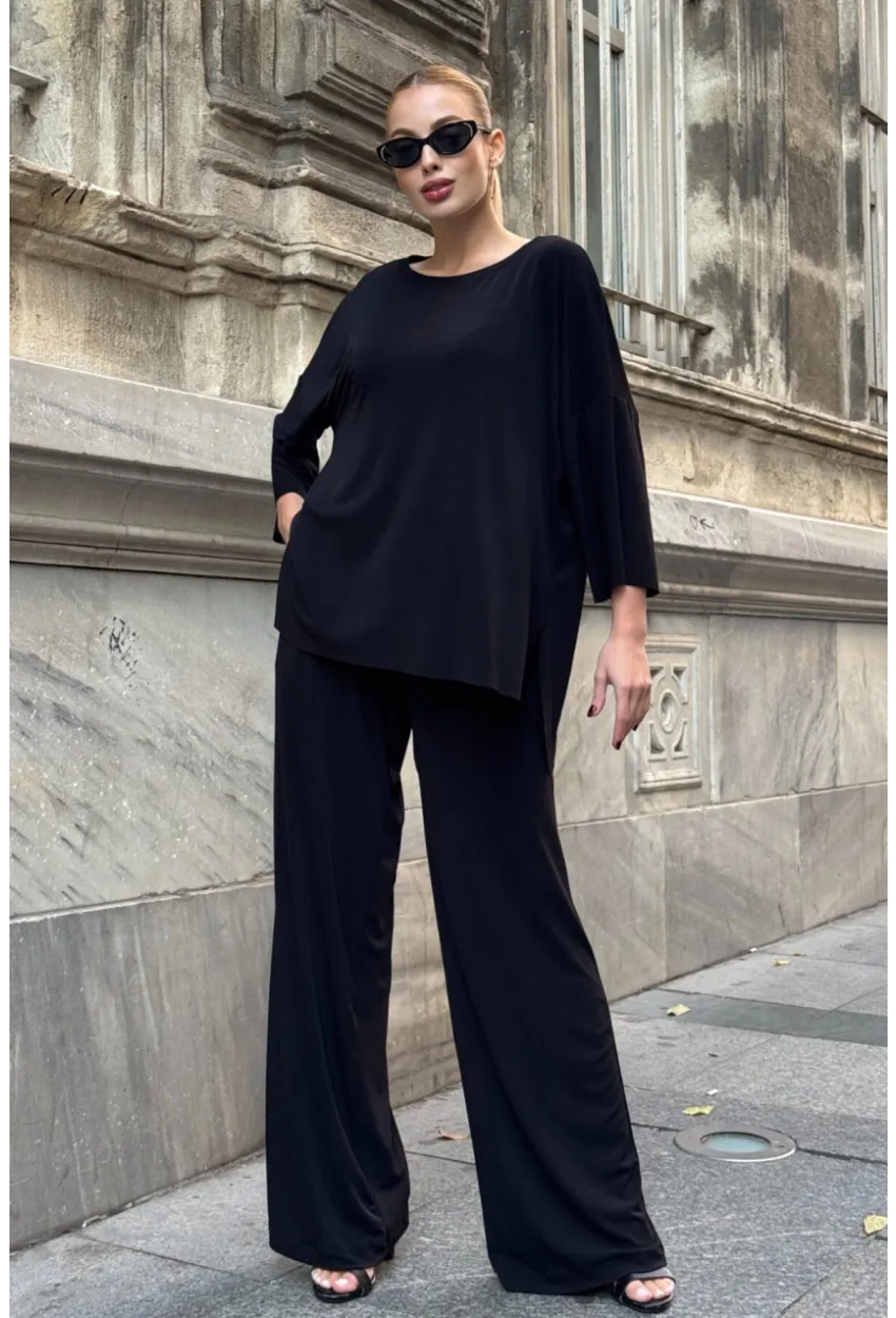 Kadın Modal Kumaş Bluz Pantalon Alt Üst Takım