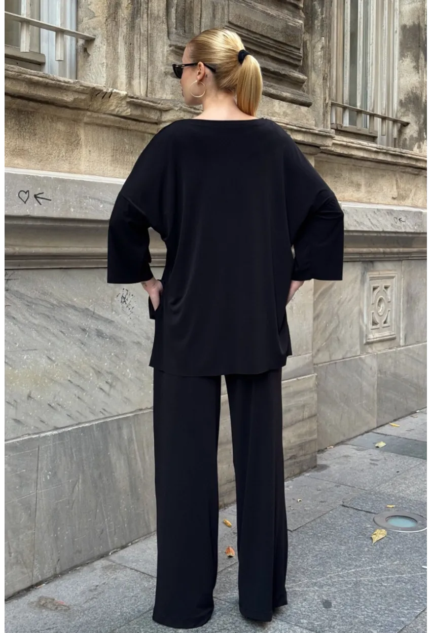 Kadın Modal Kumaş Bluz Pantalon Alt Üst Takım