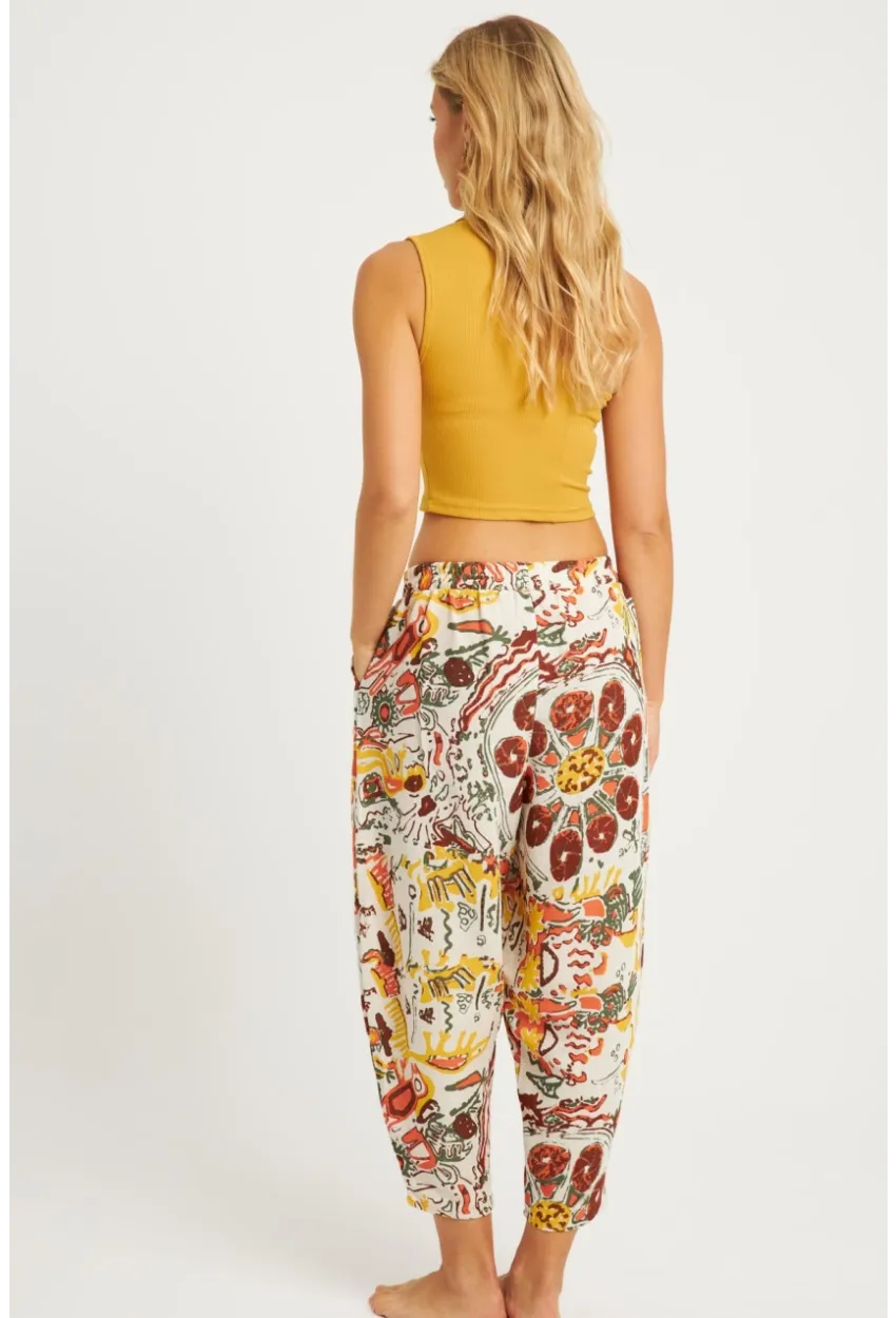 Kadın Multi Desenli Keten Şalvar Pantolon K1253