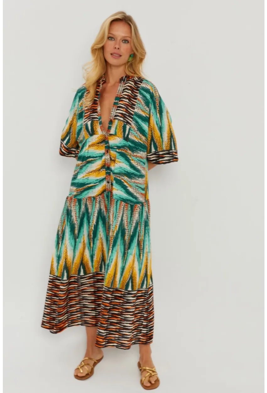 Kadın Multi Desenli Salaş Maxi Elbise GÇ166