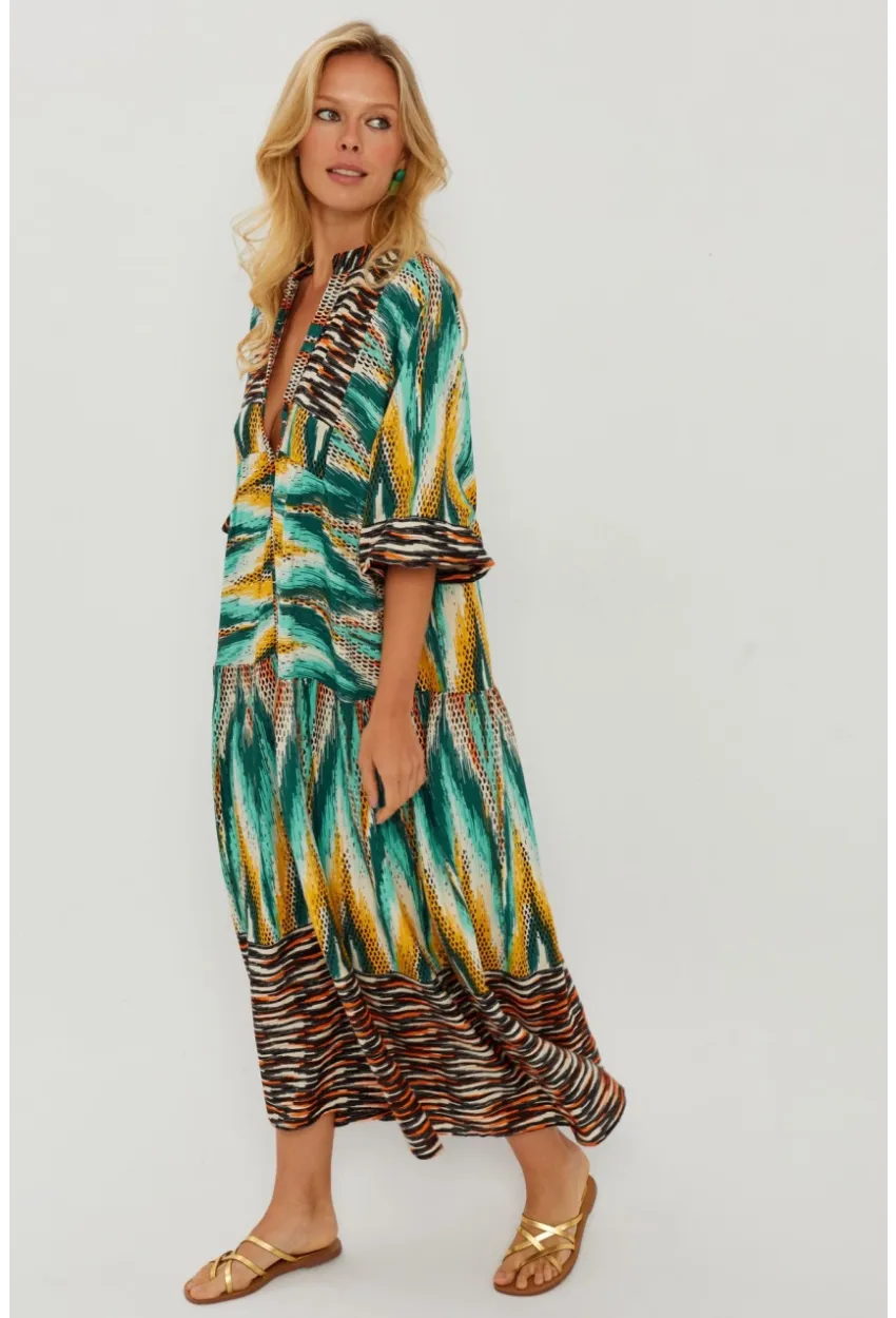 Kadın Multi Desenli Salaş Maxi Elbise GÇ166