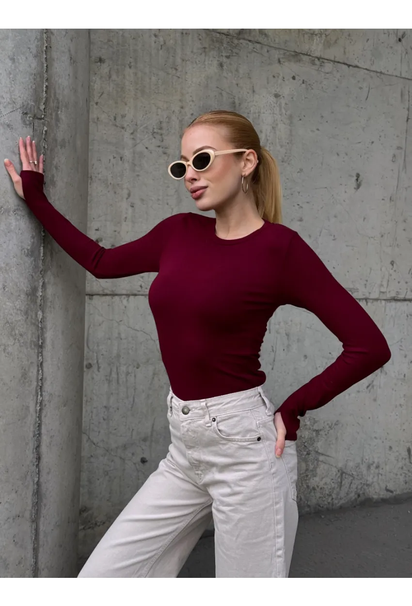 Kadın Parmak Geçmeli Uzun Kollu Bluz