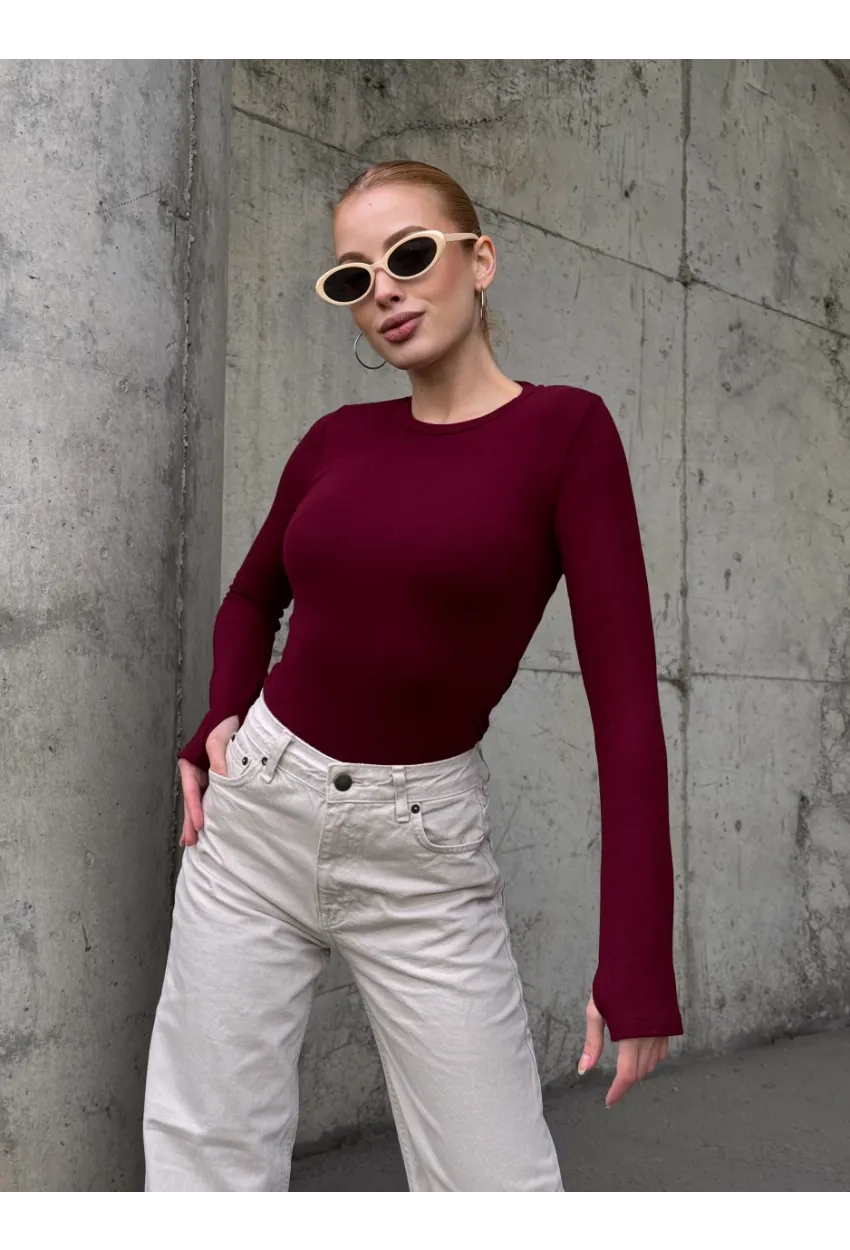 Kadın Parmak Geçmeli Uzun Kollu Bluz