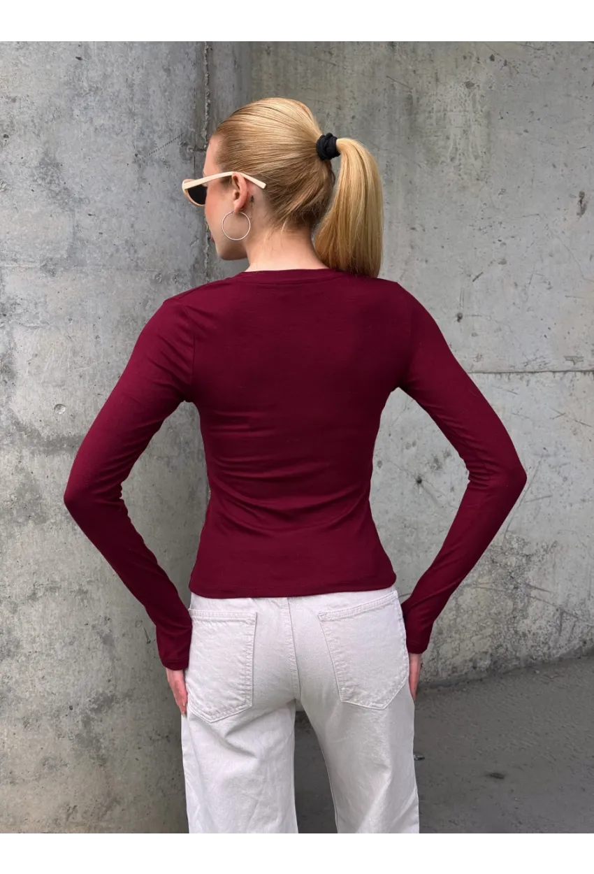 Kadın Parmak Geçmeli Uzun Kollu Bluz