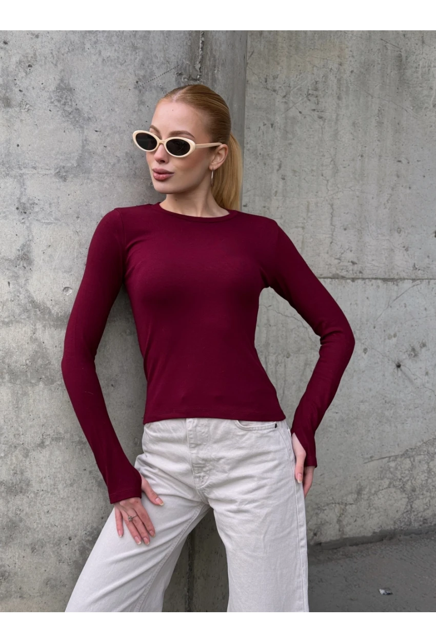 Kadın Parmak Geçmeli Uzun Kollu Bluz