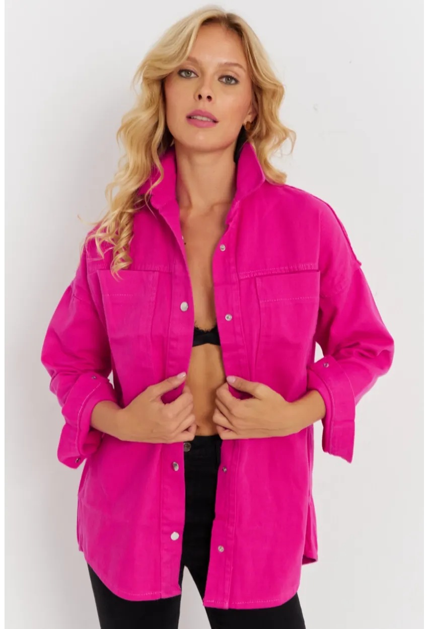 Kadın Pembe Denim Ceket İS1079