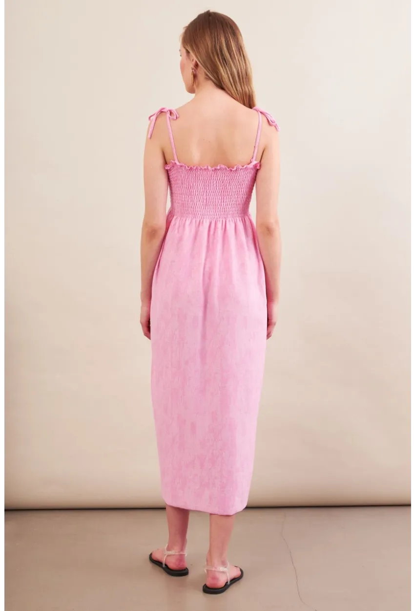 Kadın Pembe Gipeli Midi Plaj Elbisesi OR501