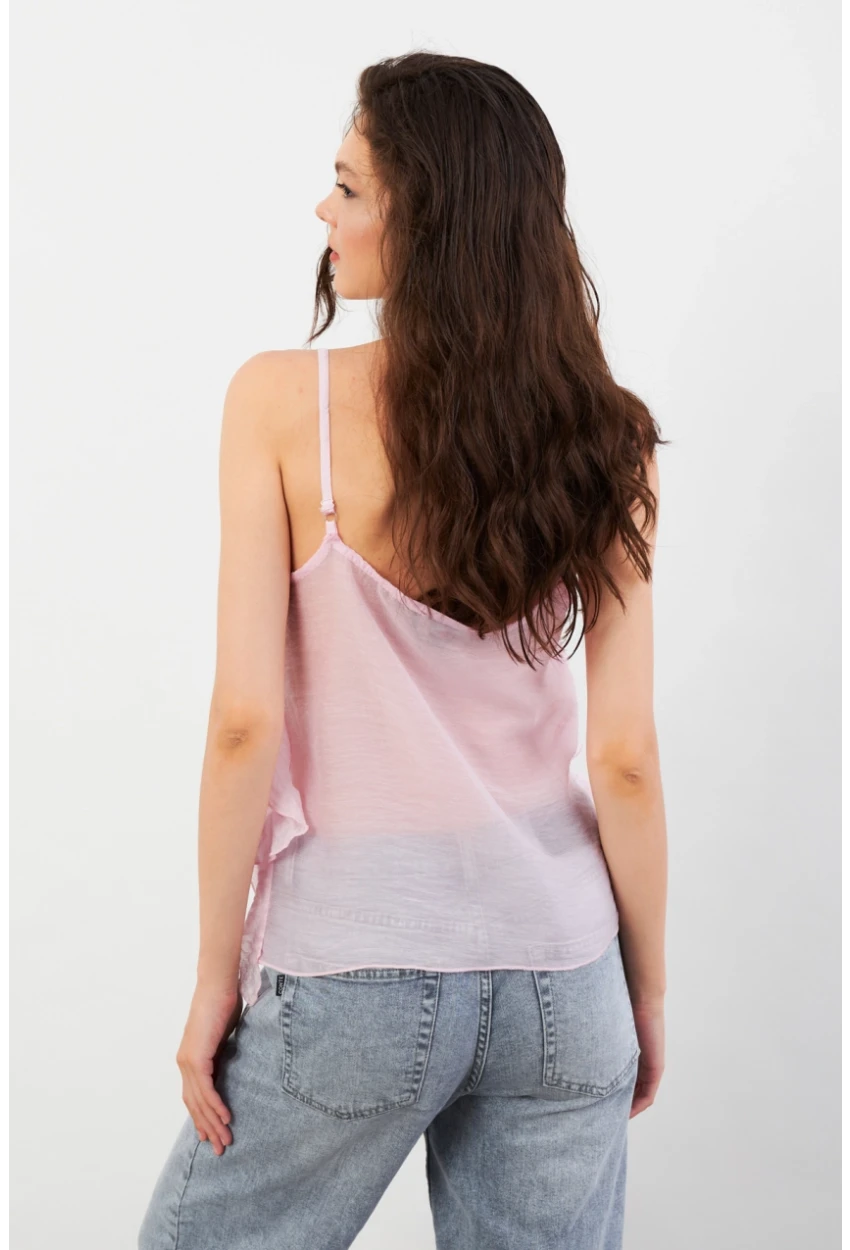 Kadın Pembe Krinkıl Bluz SOL1504