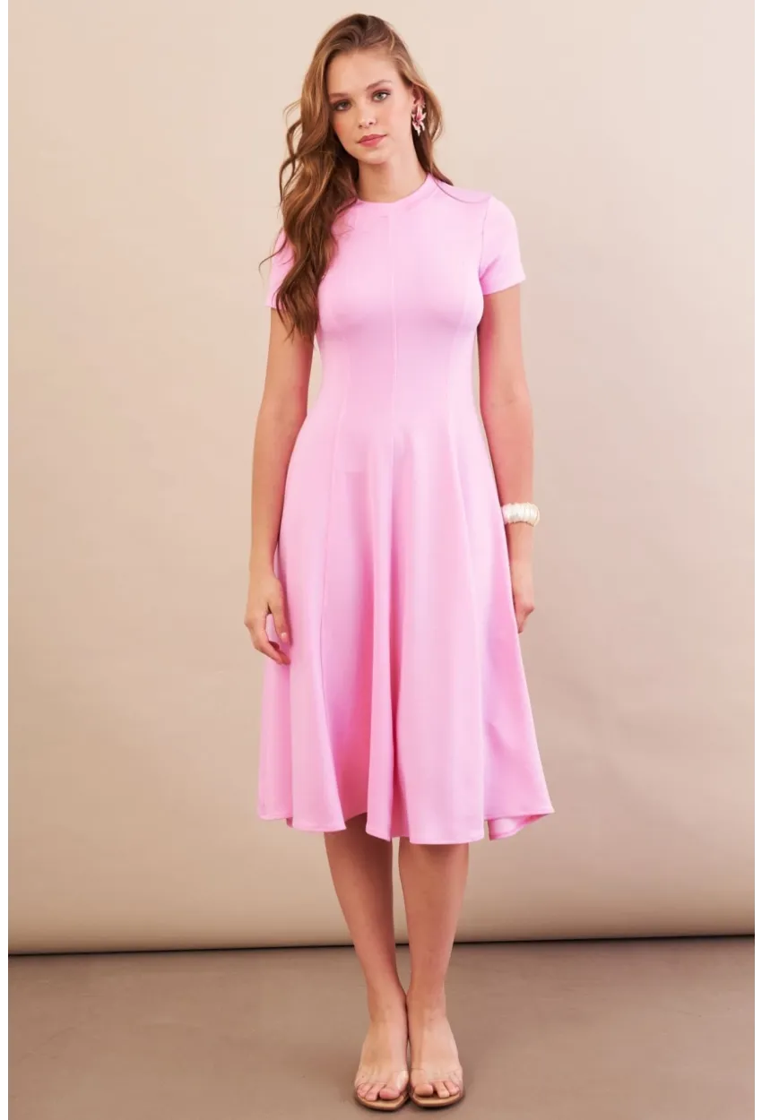 Kadın Pembe Midi Çan Elbise DMR461