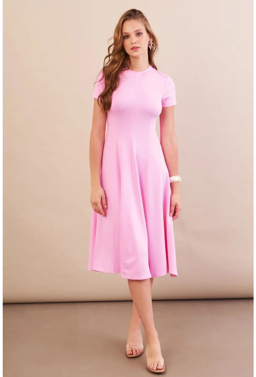 Kadın Pembe Midi Çan Elbise DMR461