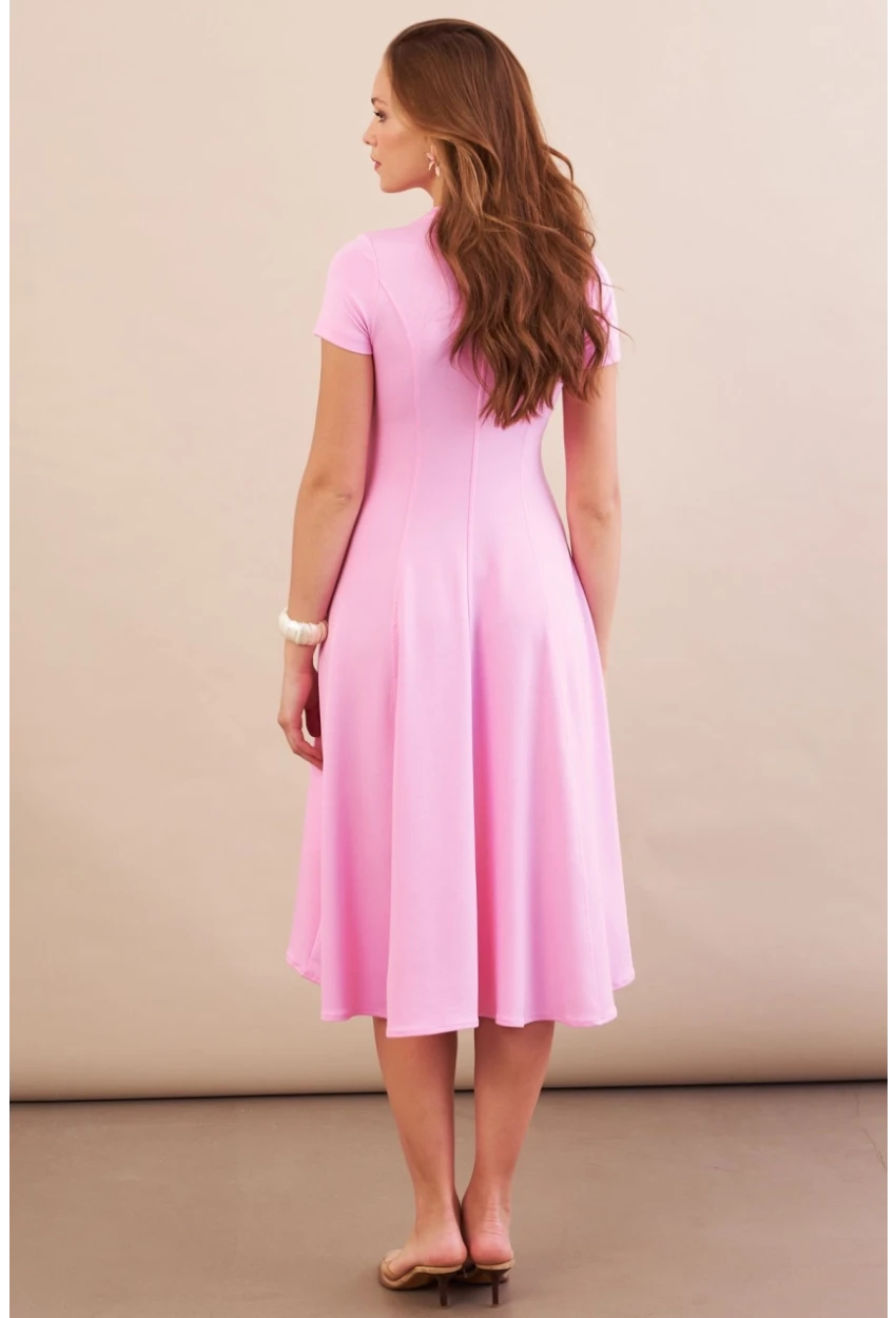 Kadın Pembe Midi Çan Elbise DMR461