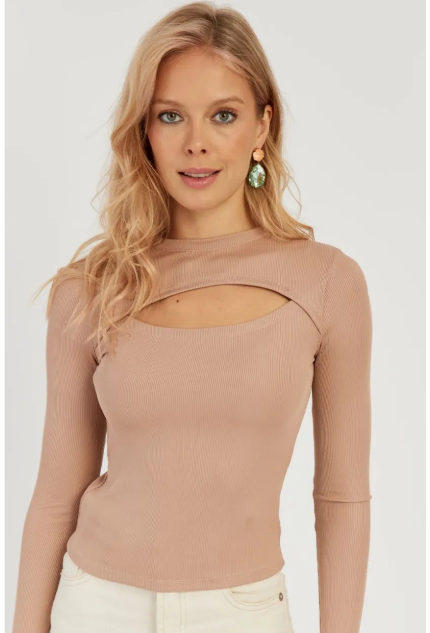 Kadın Pudra Pencereli Bluz LPP1256