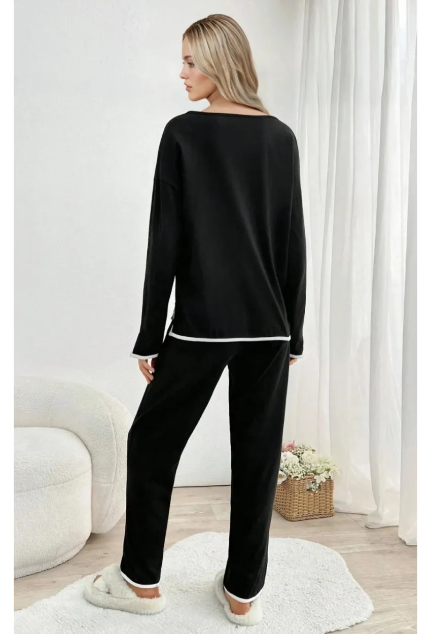 Kadın Relax Fit Süprem Pijama Takım Siyah