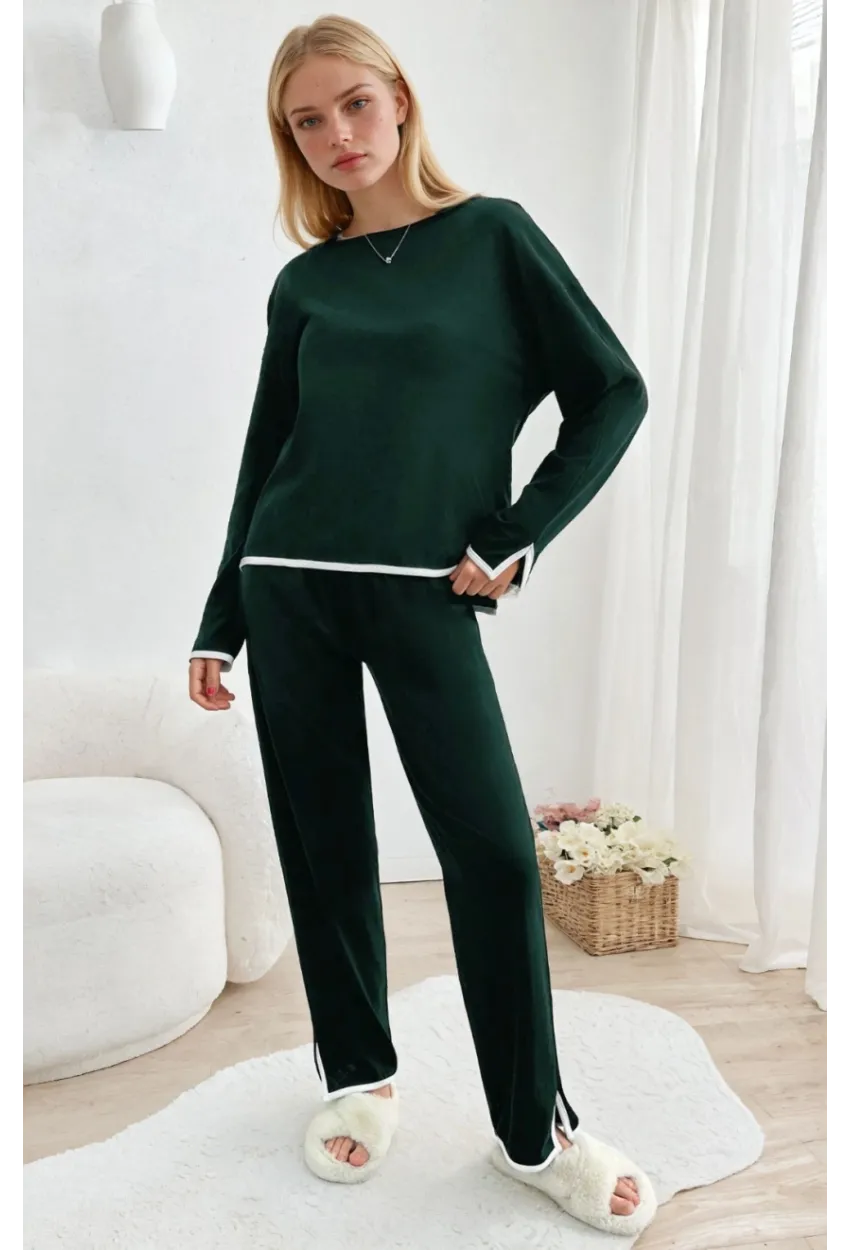 Kadın Relax Fit Süprem Pijama Takım Yeşil