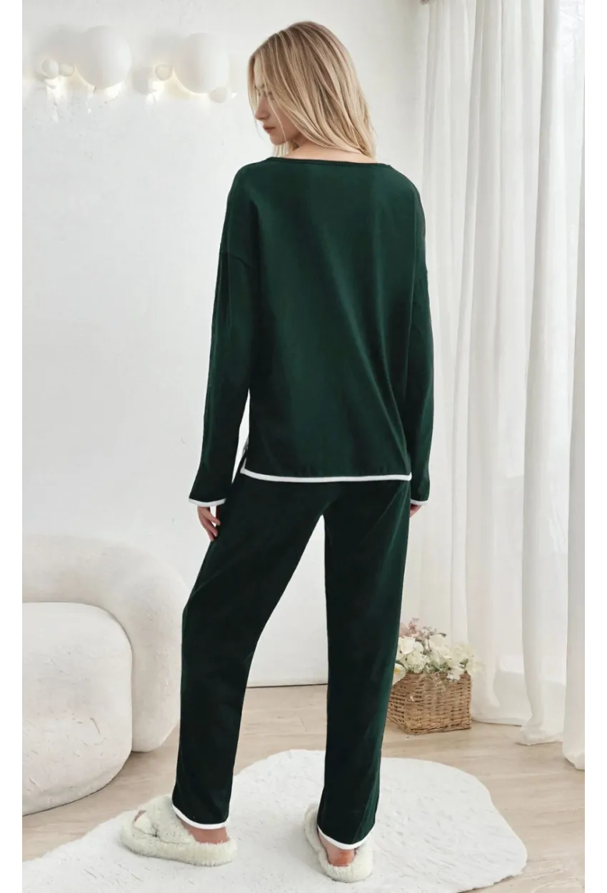 Kadın Relax Fit Süprem Pijama Takım Yeşil