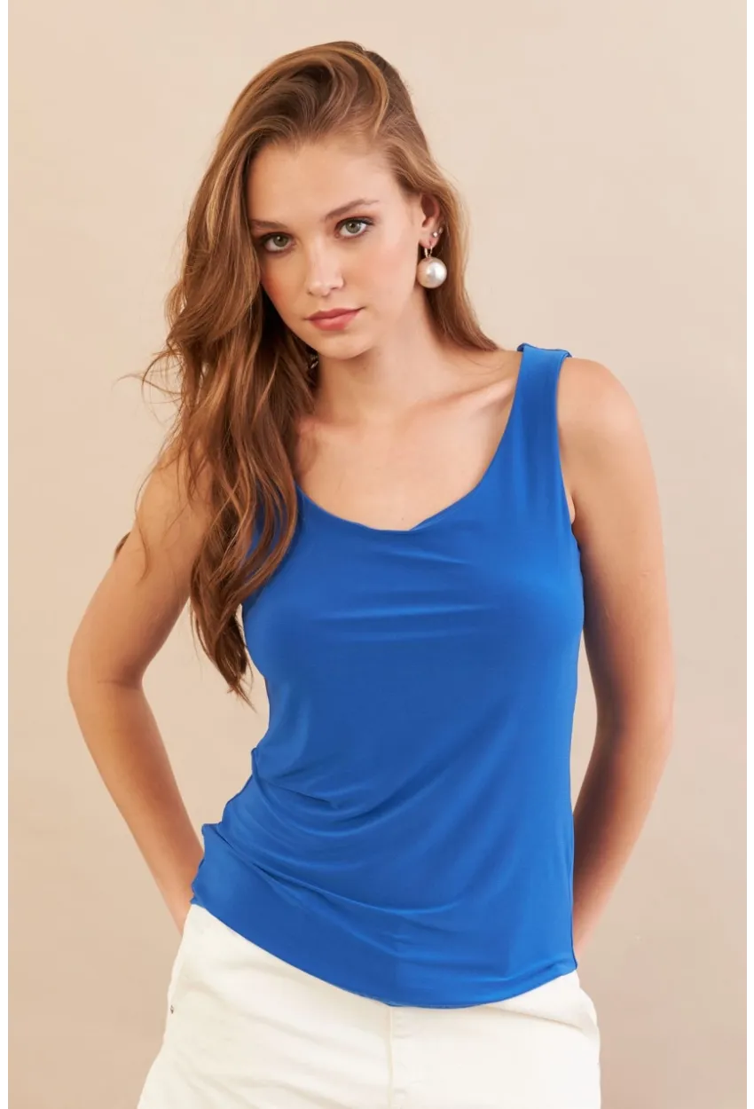 Kadın Saks Basic Bluz LPP1241-90