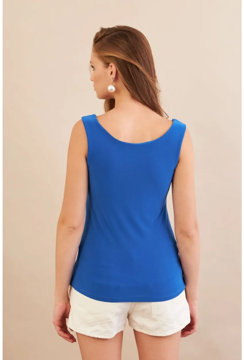 Kadın Saks Basic Bluz LPP1241-90