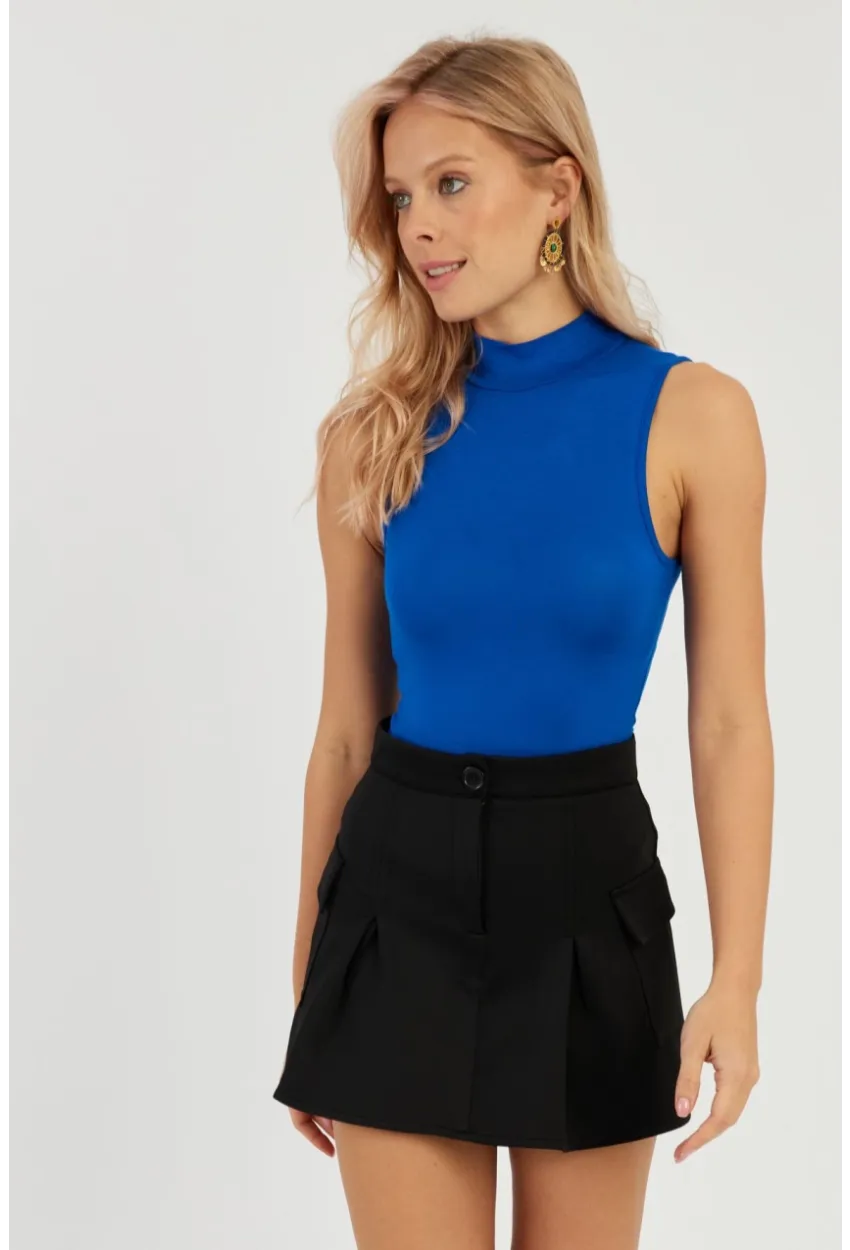 Kadın Saks Kolsuz Bluz LPP1260