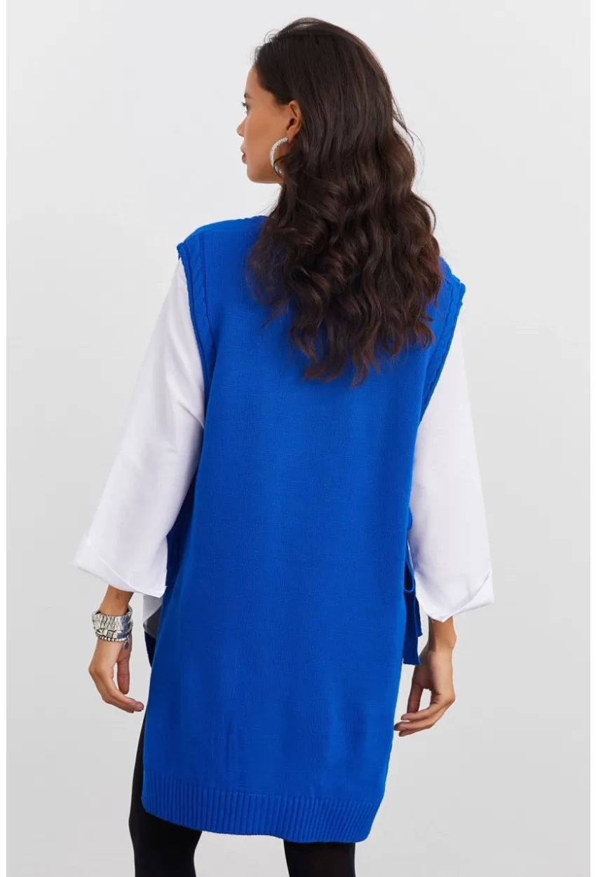 Kadın Saks Triko Süveter YV103