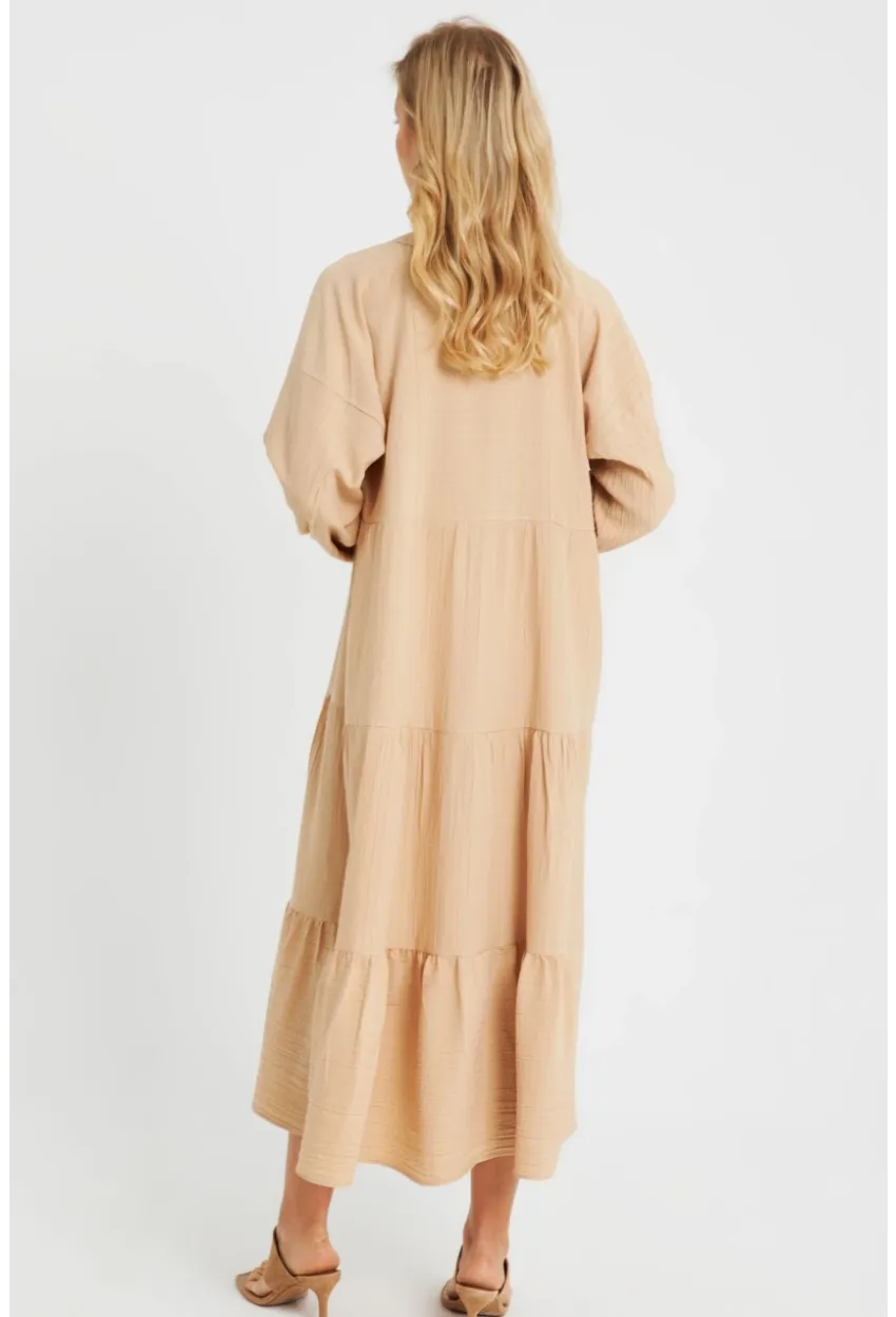 Kadın Salaş Midi Elbise Camel Q982