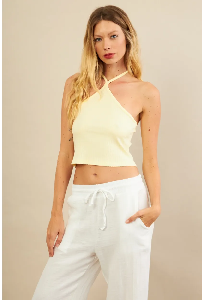Kadın Sarı Boncuk Detaylı Sırtı Açık Bluz LPP1245-90