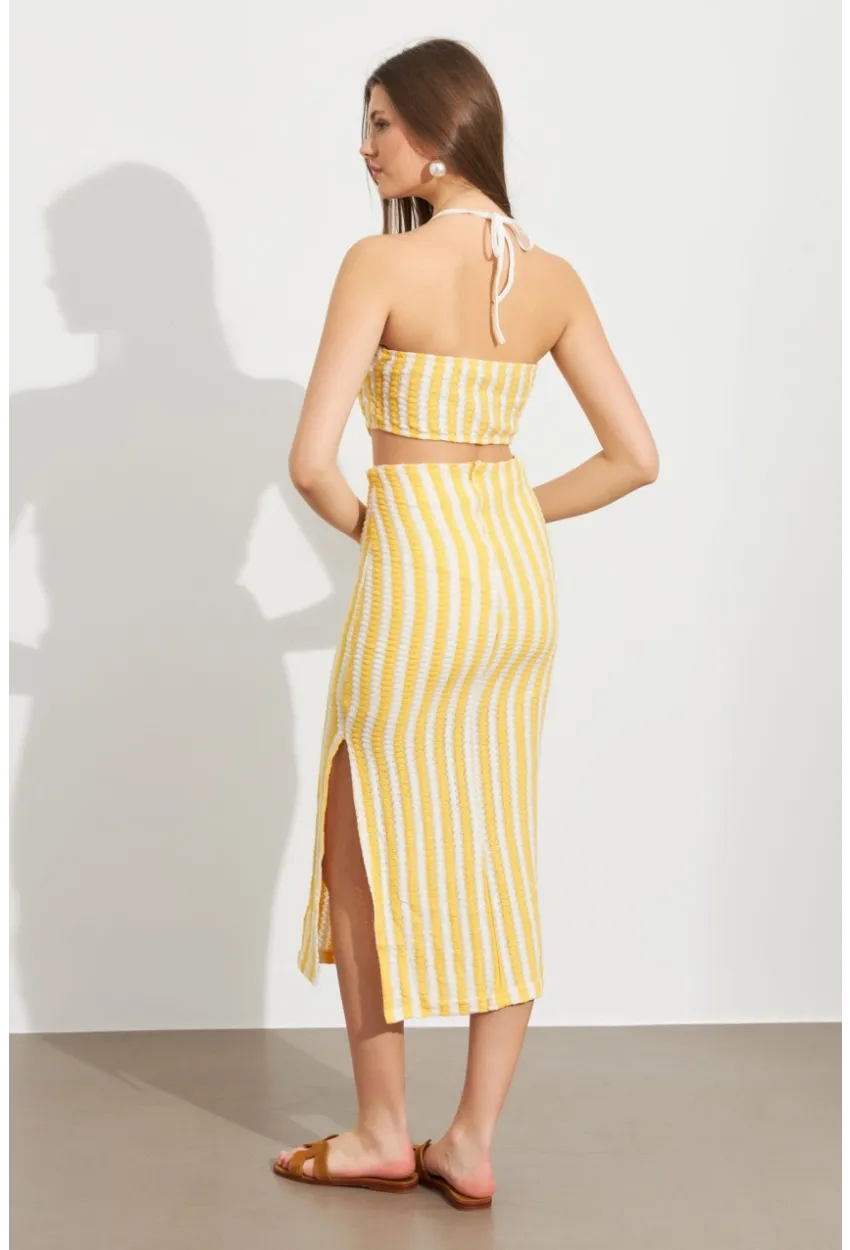 Kadın Sarı Etekli Triko Takım ROP108