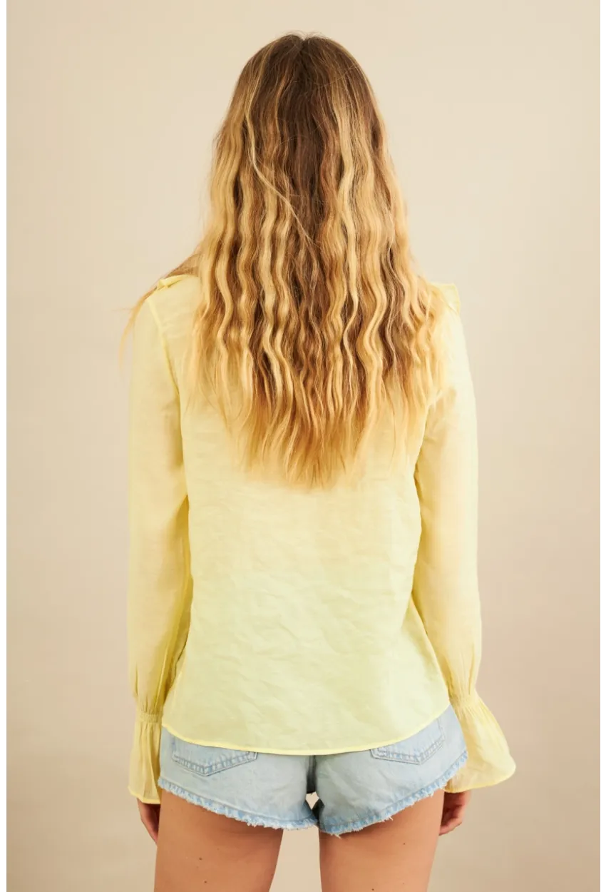 Kadın Sarı Fırfırlı Gömlek DMR487