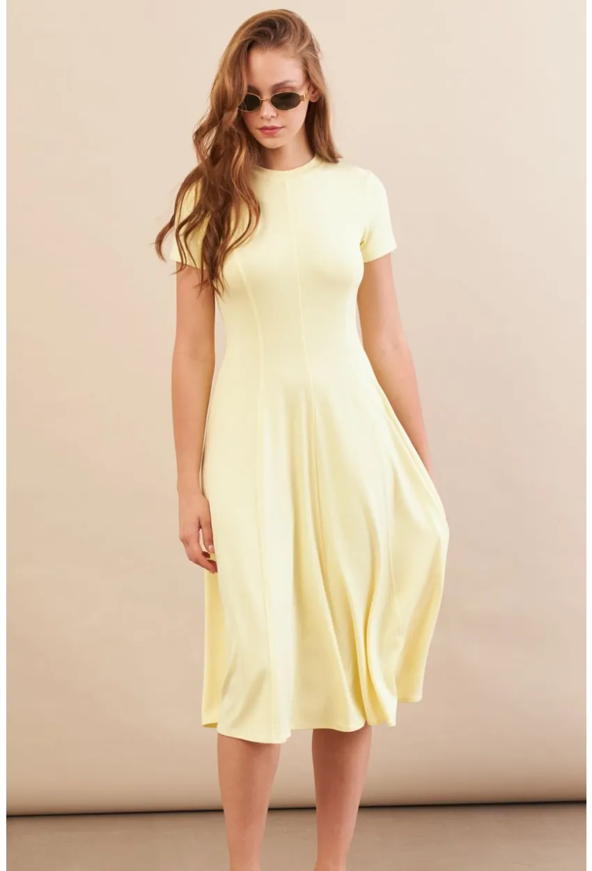 Kadın Sarı Midi Çan Elbise DMR461