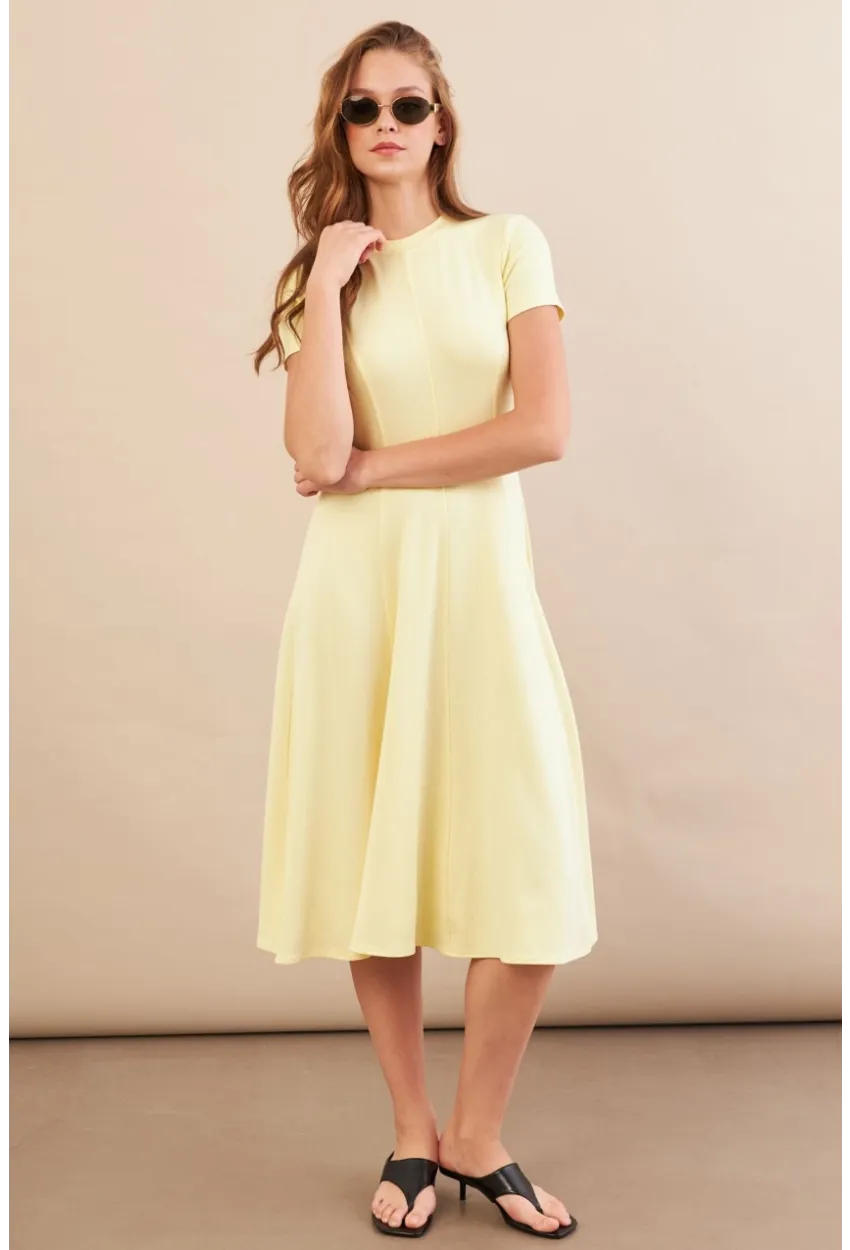 Kadın Sarı Midi Çan Elbise DMR461