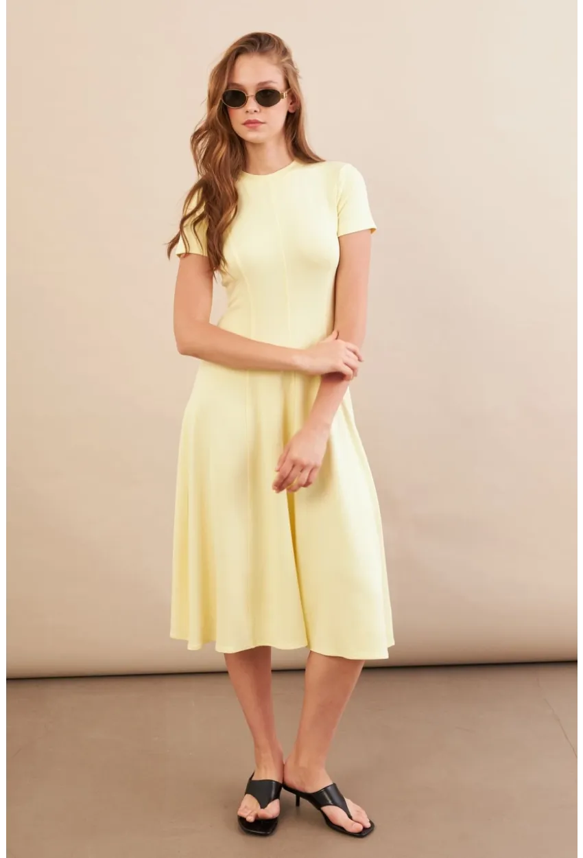 Kadın Sarı Midi Çan Elbise DMR461