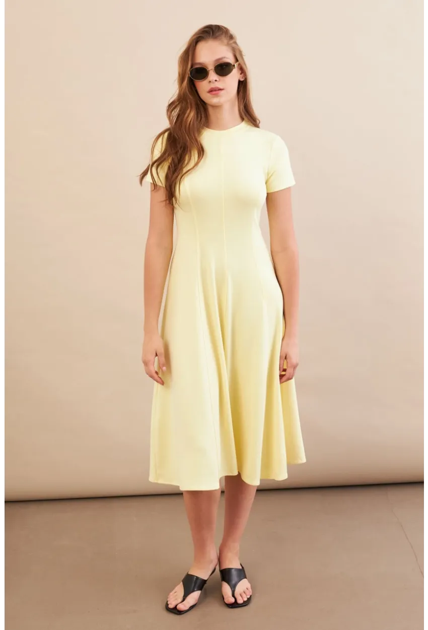 Kadın Sarı Midi Çan Elbise DMR461